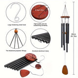 Elegant vindspel i svart aluminium - hängande dekoration med 6 rör för trädgård, uteplats och utomhusutrymmen MILA Sverige