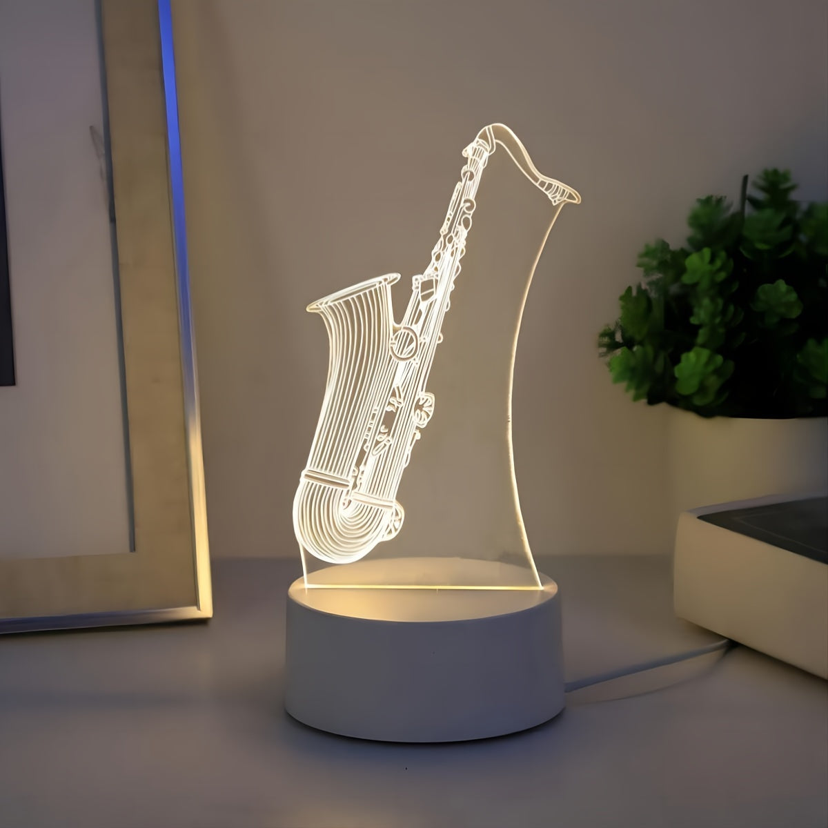 SaxGlow - 3D Saxofon LED Nattljus, USB-Driven Bords- och Lampa Carvallo