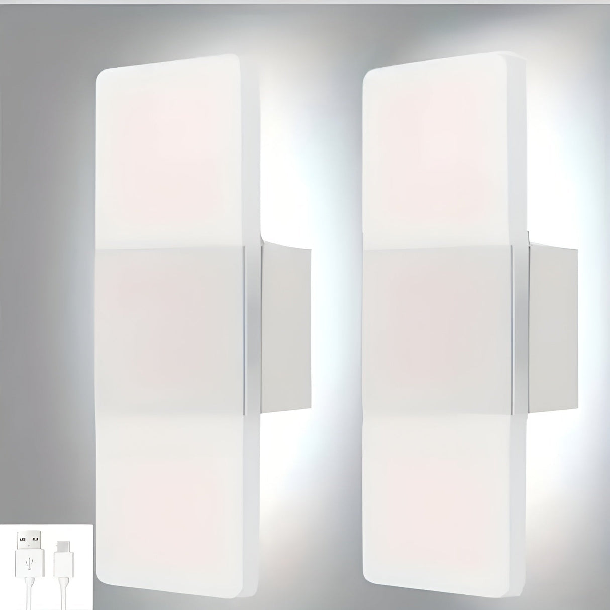 LED-nattlampor med rörelsesensor 2-pack - USB-laddning | Magnetisk montering för sovrum, hall och trappa Carvallo