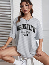 Kvinnors T-shirt Cirkulär Hals Brooklyn-tryck Bomull Bellasverige