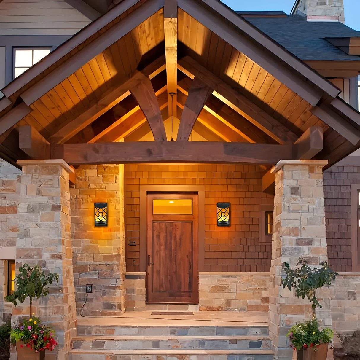 FlameGlow Lights - 2 sty utomhusbelysning solcellsdrivna LED-vägglampa Carvallo