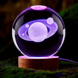 LumiSphere - 3D Kristallboll LED Nattlampa med Träbas Carvallo