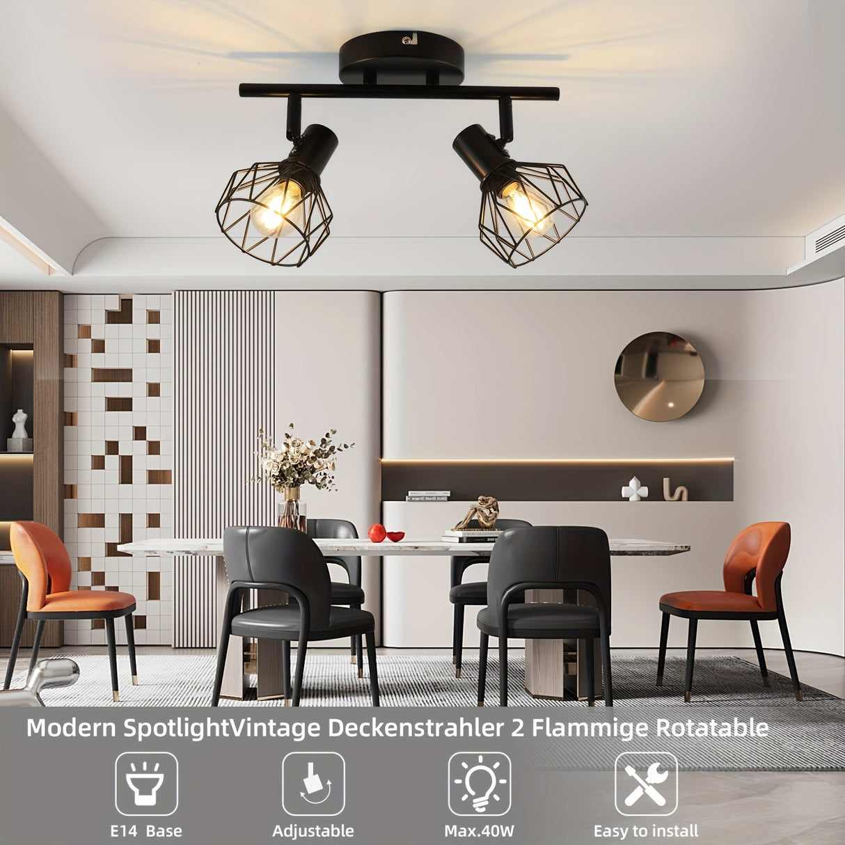 SpotFlex - Svängbar LED Takspot med 2 Bollar E14 Svart Carvallo