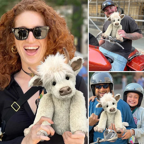 Highland Cow Ornament med Blomkrans Carvallo