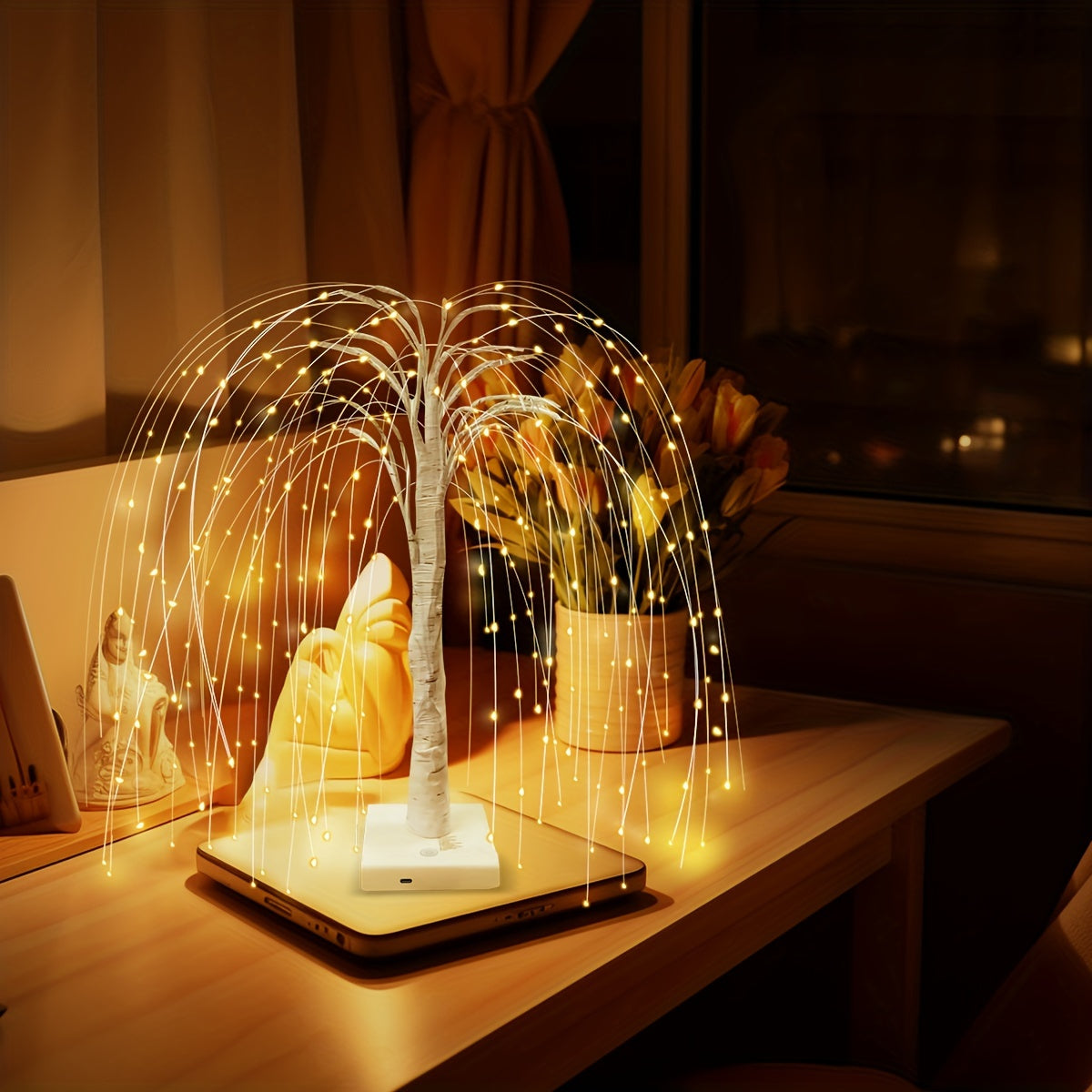 WillowLight - Romantisk Pilträd Bordslampa med 192 LED:s och 8 Ljusstyrkor Carvallo