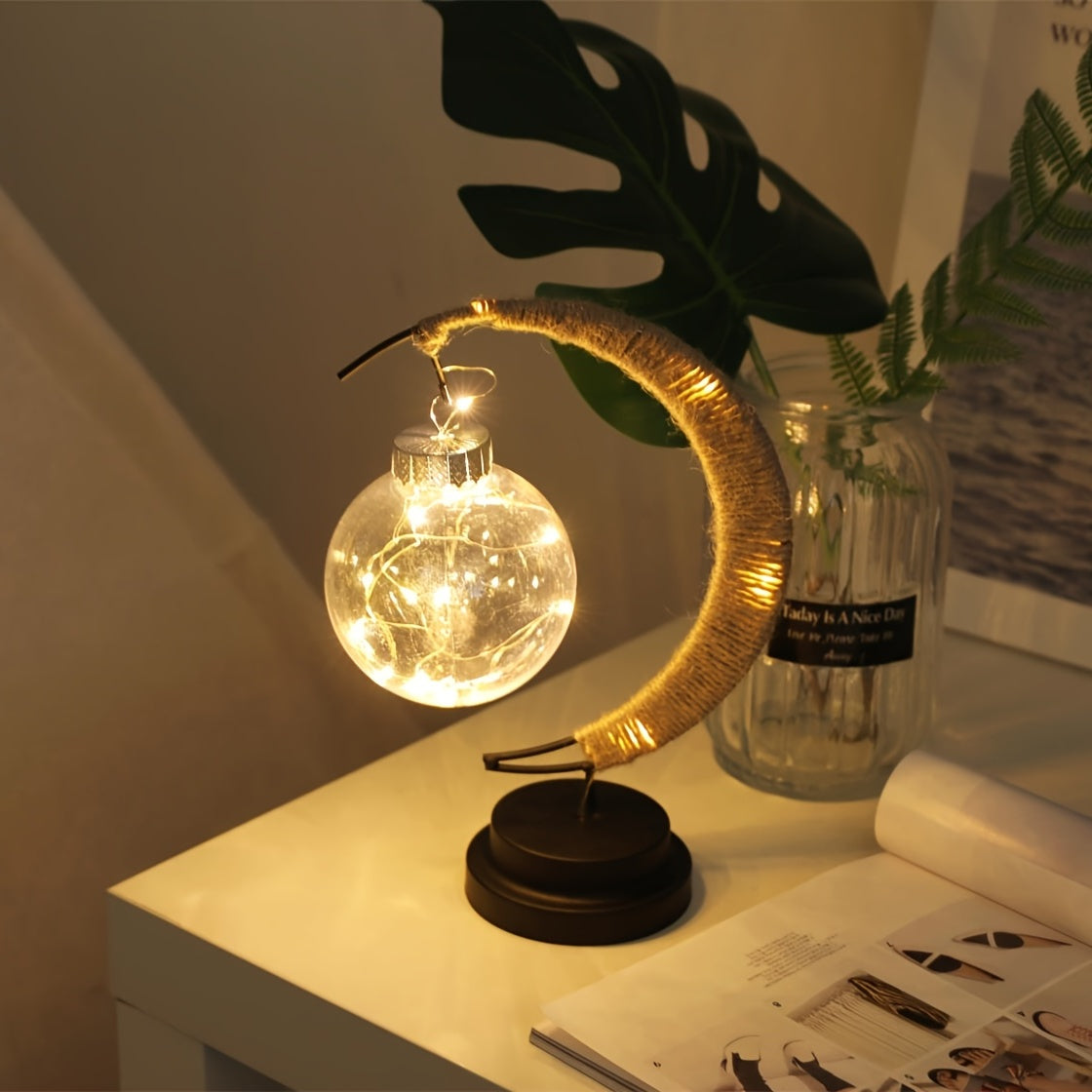 LunarGlow - Smidesjärn Månlampa Med LED-boll Carvallo