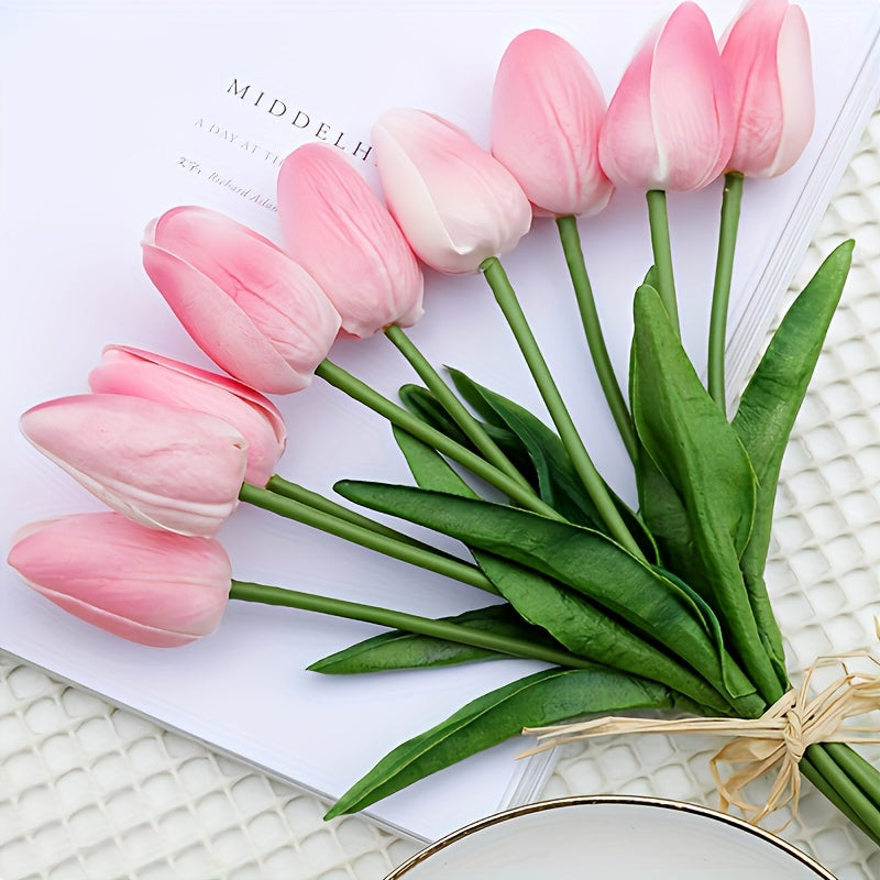 Set med 10 Realistiska Tulpaner – Perfekta för Bröllop och Inredning Carvallo