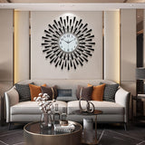 Stille Svart Metall Väggklocka med Glashand - Batteridriven för Vardagsrum, Sovrum, Kontor Carvallo