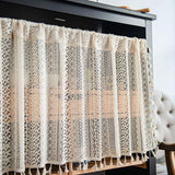 Lace Taseel Hollow-Out Tier Gardin i Bomulls Linne Material Carvallo