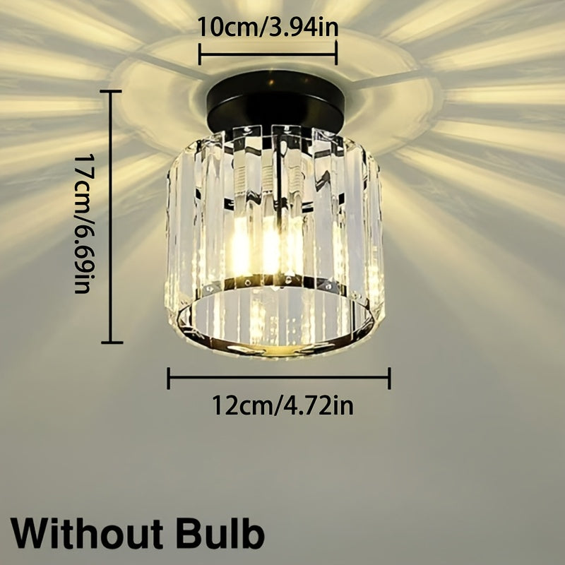 CrystalLuxe - Modern E27 LED Taklampa, Svart Guld med Kristallglas Carvallo