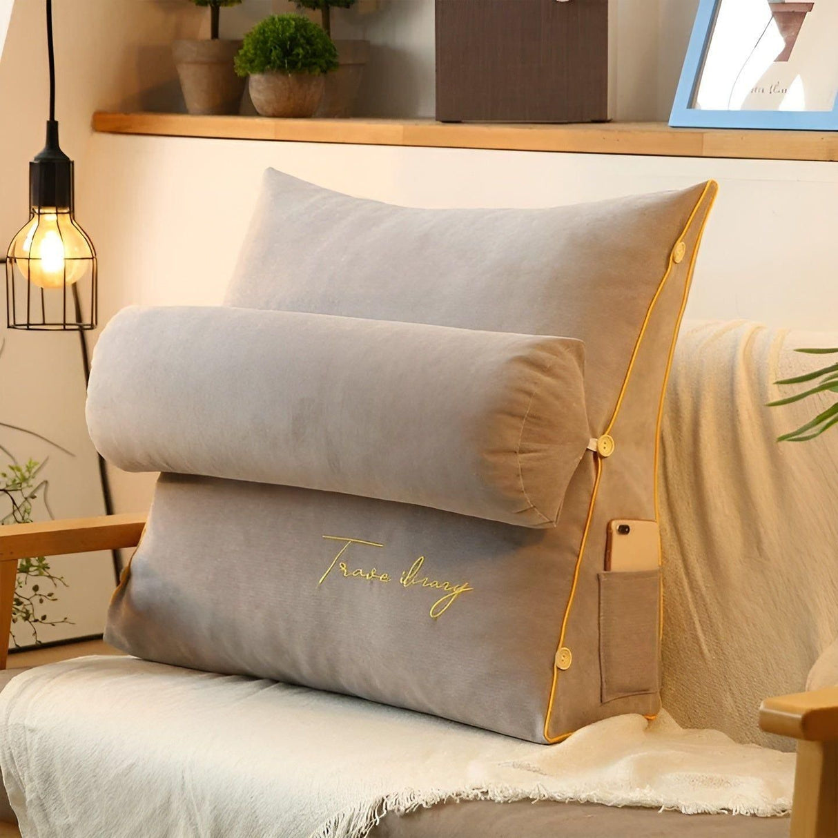 Läskuddar med ryggstöd - Multifunktionellt triangulärt läskudde och ryggstöd för säng Carvallo