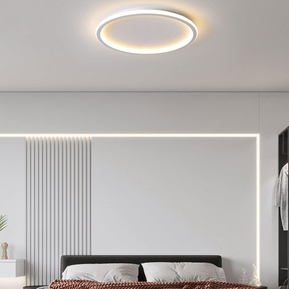 Ultra-tunn modern taklampa | Flush Mount LED för låga tak | Rund & dimbar Carvallo