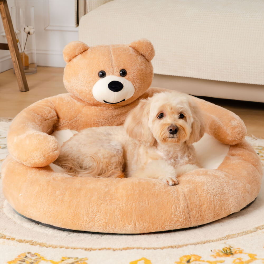 Pet Bed Plush Bear Cuddle-Style Nest Carvallo