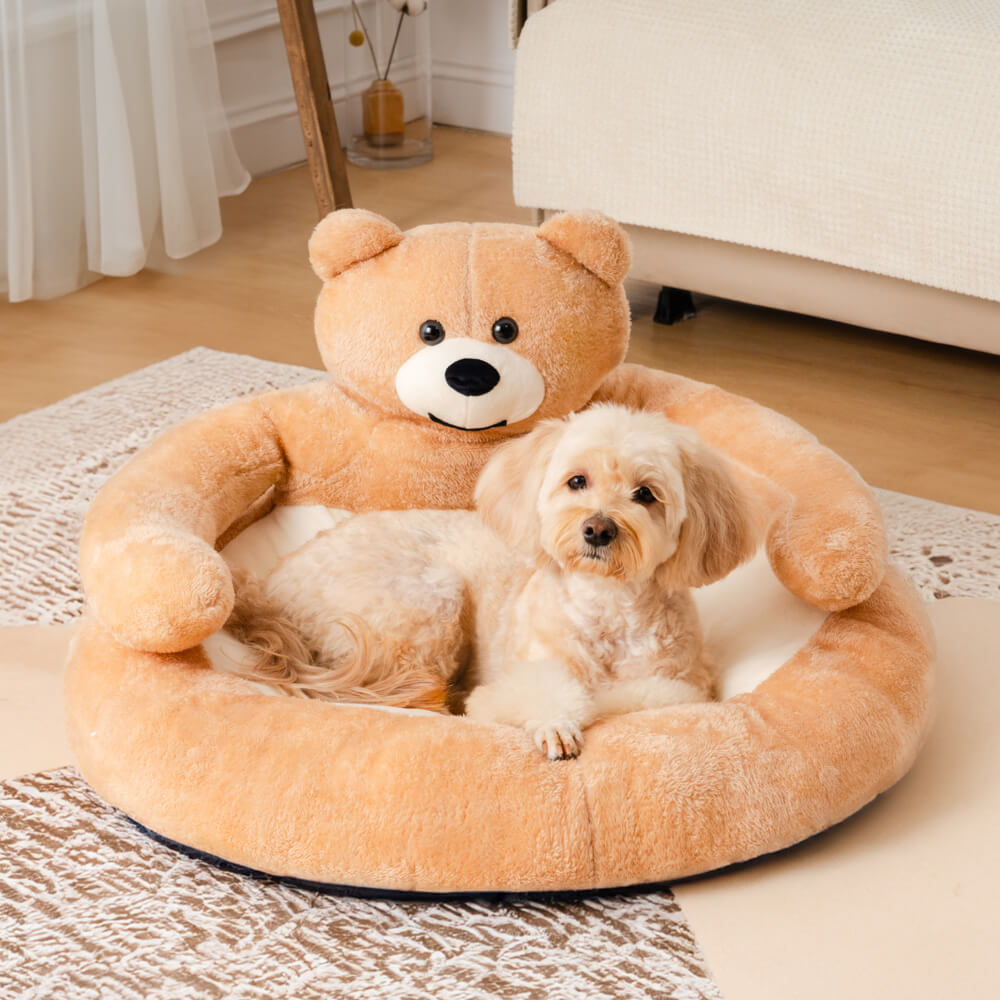 Pet Bed Plush Bear Cuddle-Style Nest Carvallo