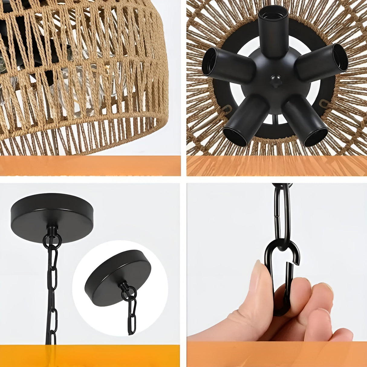 Boho-hänglampa med rottingskärm – Naturlig pendellampa för matrum och kök Carvallo