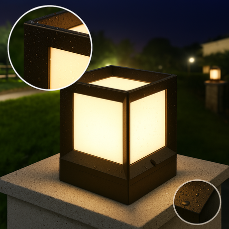 Utomhuspostlampa med modern svart ram Carvallo