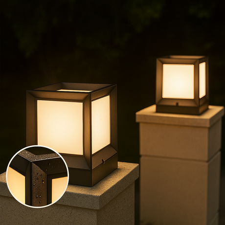 Utomhuspostlampa med modern svart ram Carvallo