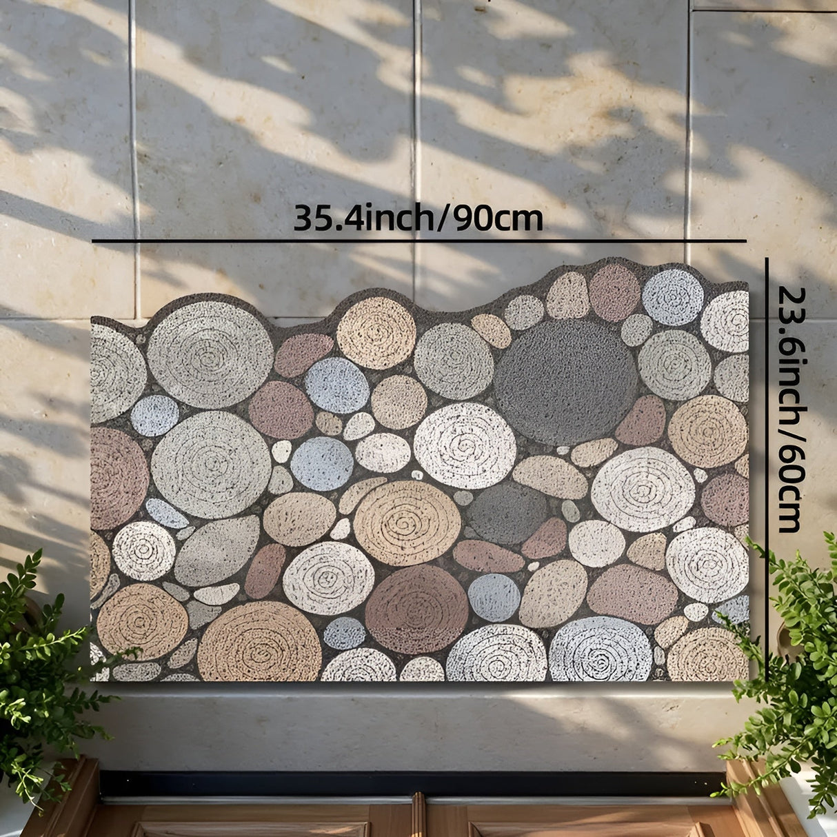 Dörrmatta med trä- och grusmönster – Halkfri & Lättskött | För inomhus- och utomhusbruk Carvallo