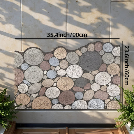 Dörrmatta med trä- och grusmönster – Halkfri & Lättskött | För inomhus- och utomhusbruk Carvallo