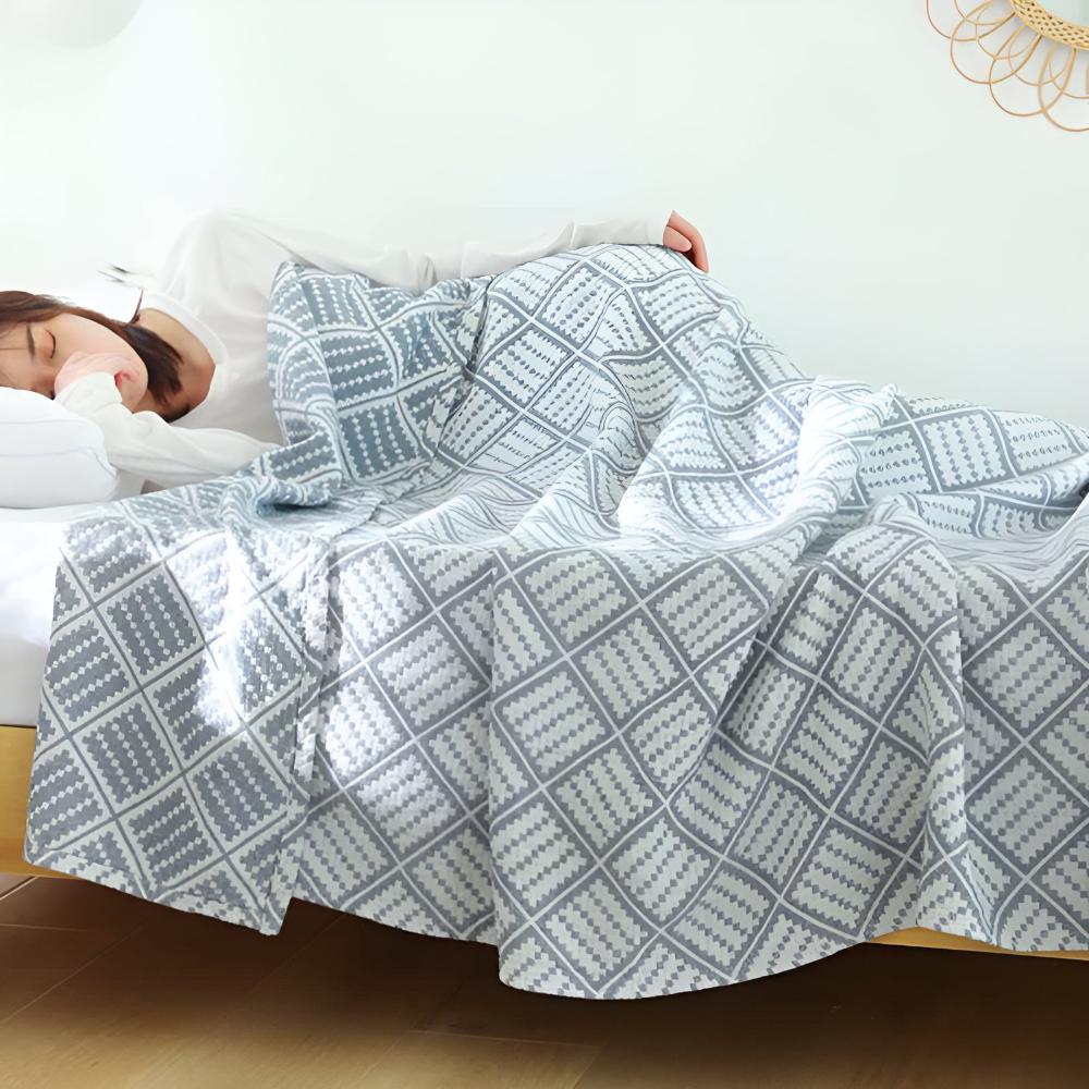 Rutig Mönster Bomulls Filt Carvallo