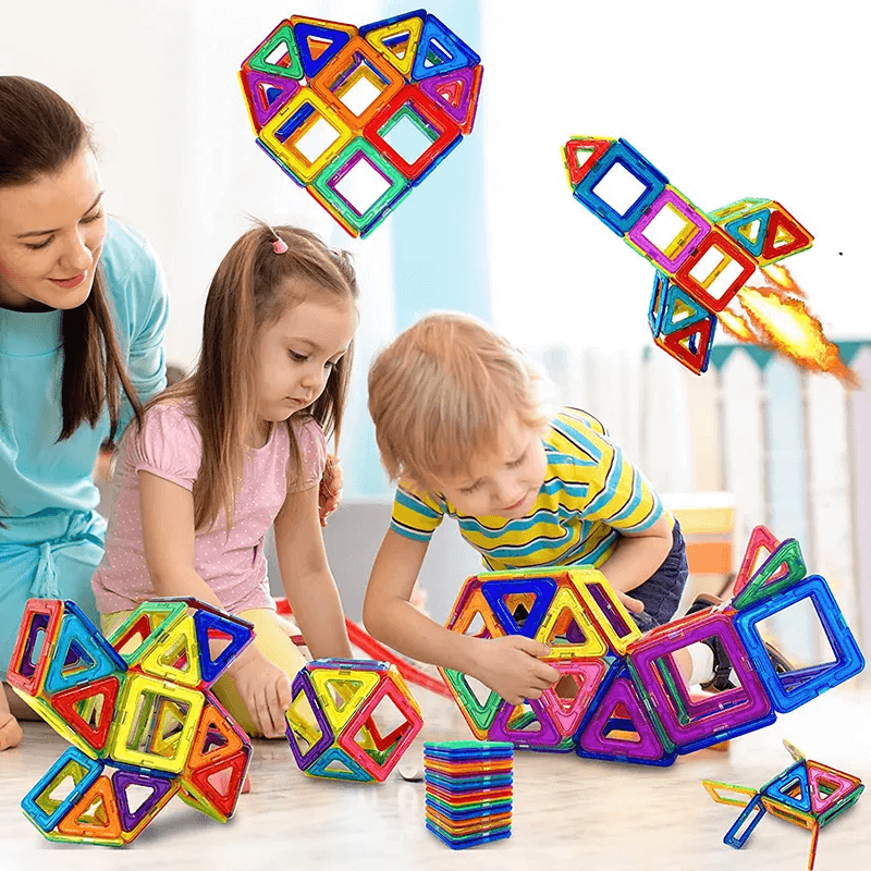 Magnetiska Byggklossar - Montessori Magnetset för Kreativ Lek, Konstruktion och Lärande, Perfekta Pedagogiska Leksaker för Barn-Byggsats-BB-Hemnix