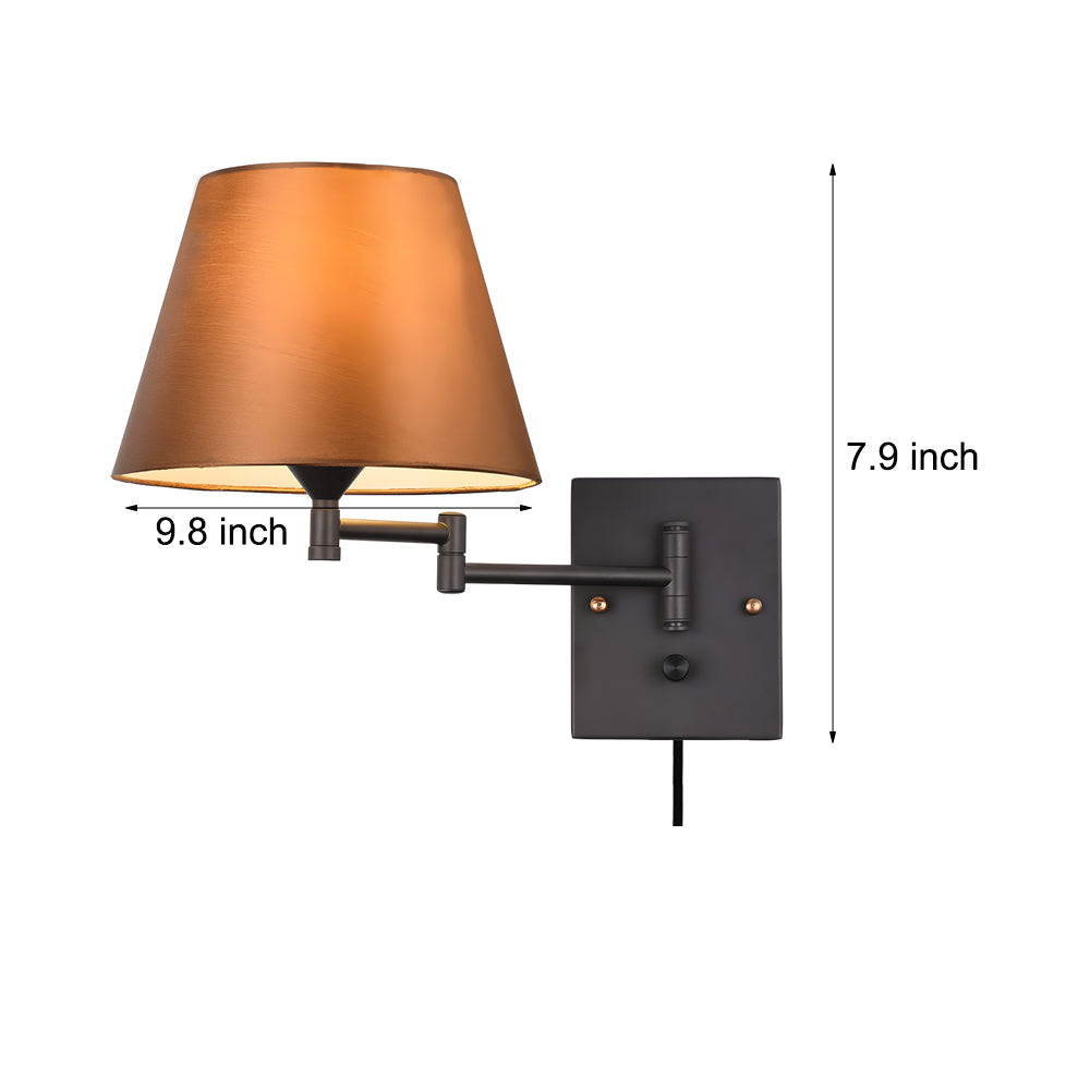 1-Ljus Plug-In Svängarm Vägglampa med Linne Skärm Carvallo