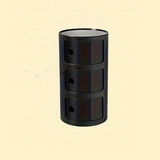 Sängbord med runda plastförvaringslådor Carvallo