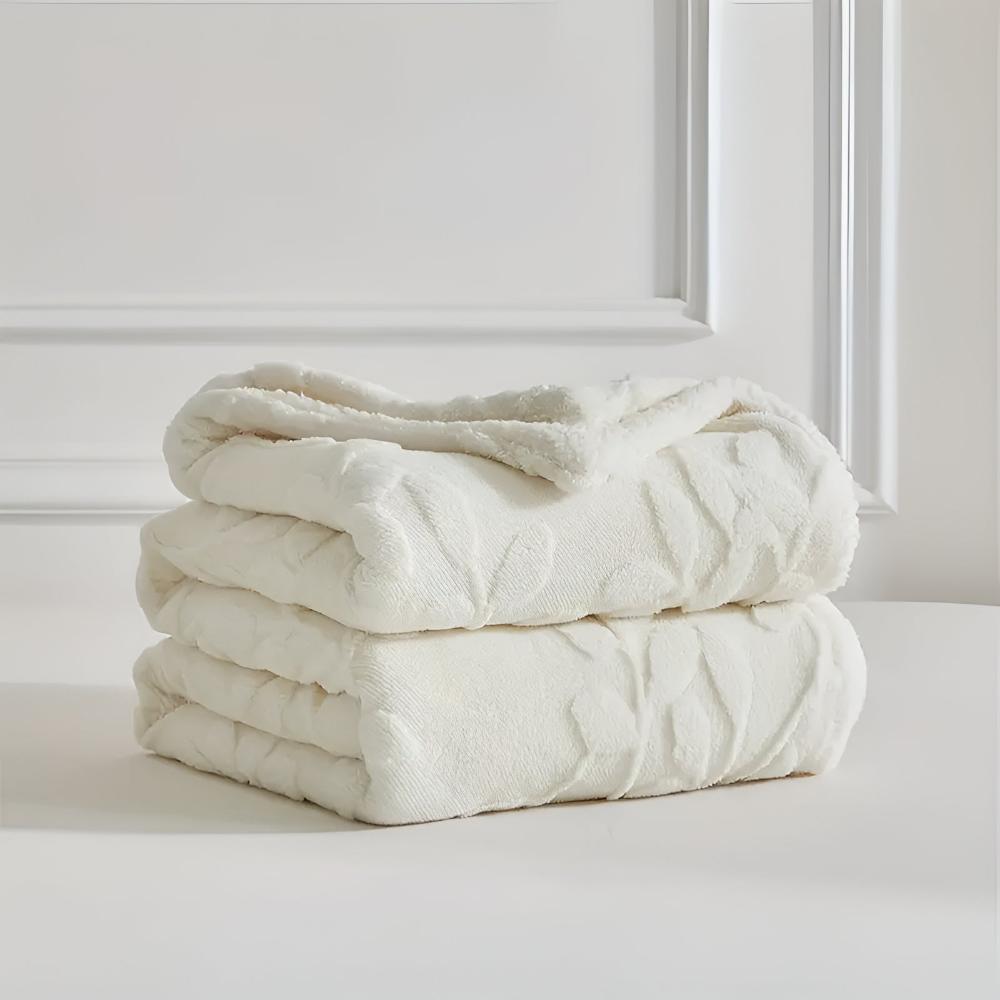 Cozy Leaf Motif Sherpa Filt Carvallo