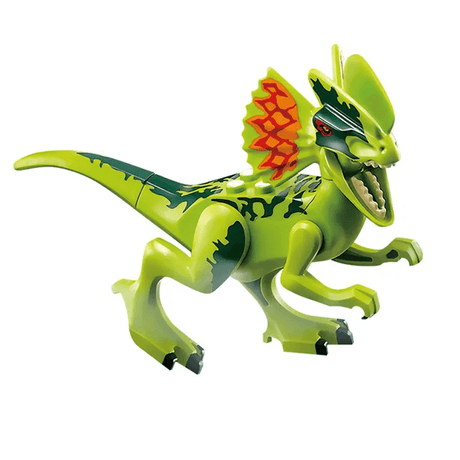 Dinosaurie Byggklossar för Barn – T-Rex Figur | Pedagogisk & Rolig Leksak i ABS-Plast för Kreativ Lek & Finmotorik-Byggsats-BB-Dilophosaurus-Hemnix