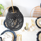 Klassisk Bondgård Svart Flätad Handvävd Taklampa Carvallo