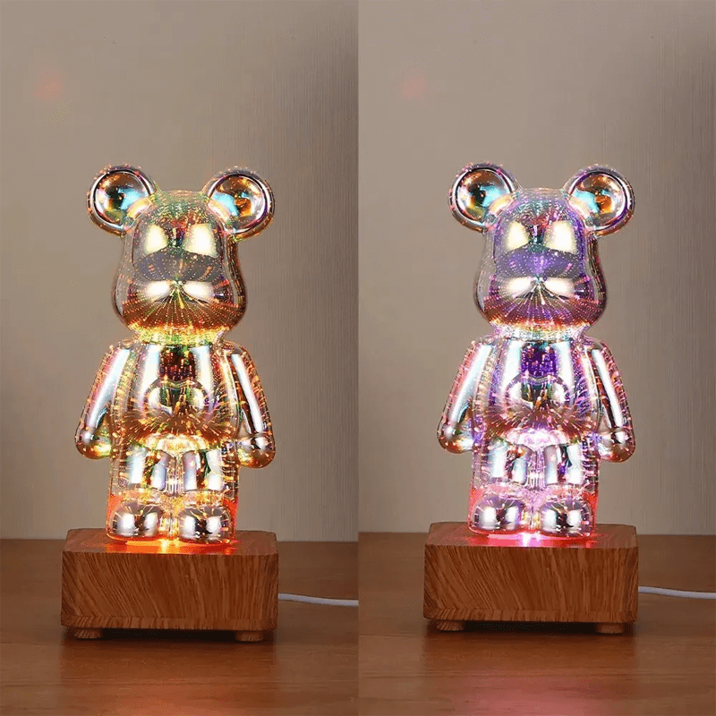 3D Björn Glas-Nattlampa Fyrverkerier-Barn-BB-Hemnix
