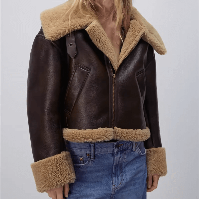 Brun Skinnjacka för Damer-women jacket-BB-Hemnix