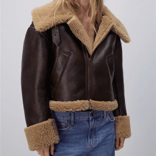 Brun Skinnjacka för Damer-women jacket-BB-Hemnix