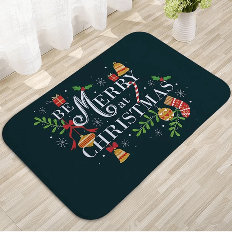 60x40 cm Välkomnande Julmatta i Flanell - God Julstämning, Jultomte, Stjärna, Renar-Jul-BB-Var glad på julen-Hemnix