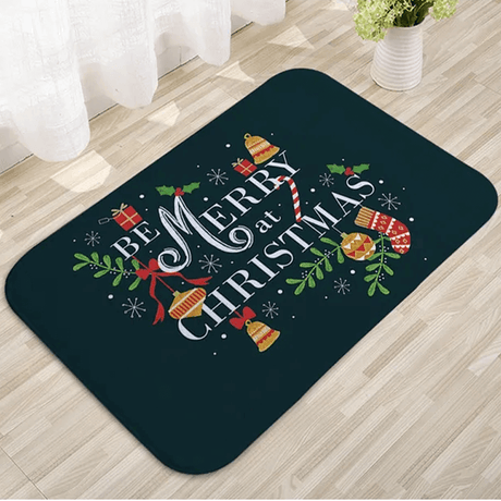 60x40 cm Välkomnande Julmatta i Flanell - God Julstämning, Jultomte, Stjärna, Renar-Jul-BB-Var glad på julen-Hemnix