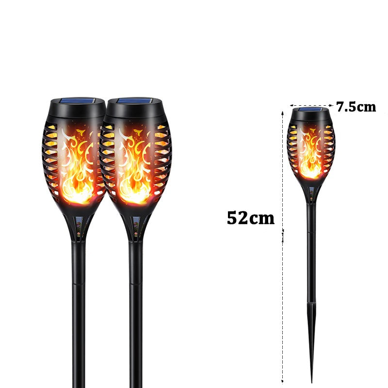 Solcellsdriven LED Lykta för Utomhusbruk | IP65 Vattentät Trädgårdsfackla med Flammeffekt – Energisnål & Automatisk Tändning-Kök-BB-2 Pack-7.5 x 52cm-Hemnix