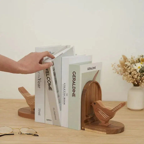 Sparrow Bird Trä Multi-Användning Bokstöd Carvallo
