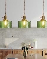 Vintage Glass Ceiling Pendant | Textured Glass & Brass | Warm 3000K Glow Carvallo
