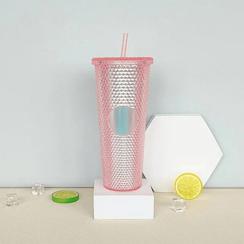 Återanvändbar Mugg med Sugrör 710ml-Personligt-BB-Ljusrosa-Hemnix