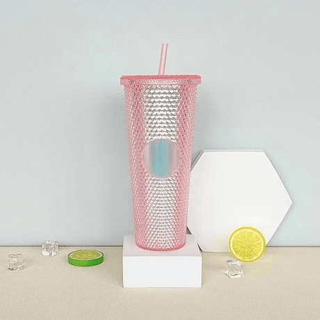 Återanvändbar Mugg med Sugrör 710ml-Personligt-BB-Ljusrosa-Hemnix