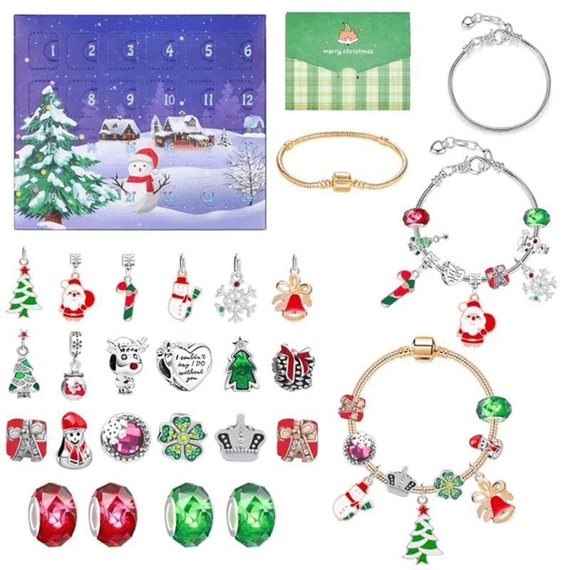 24 Dagar Julens Adventskalender Smyckesask - Berlocksarmband DIY-Jul-BB-Set 10-Hemnix