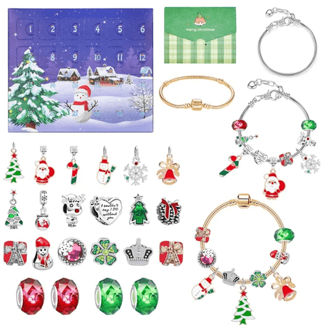 24 Dagar Julens Adventskalender Smyckesask - Berlocksarmband DIY-Jul-BB-Set 10-Hemnix