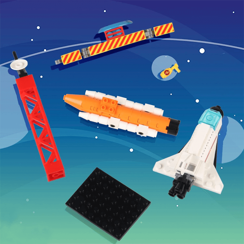 AstroPlay - Byggsats för Rymdraketer med Astronautfigur och Startrampsblock för Barn-Byggsats-BB-Hemnix