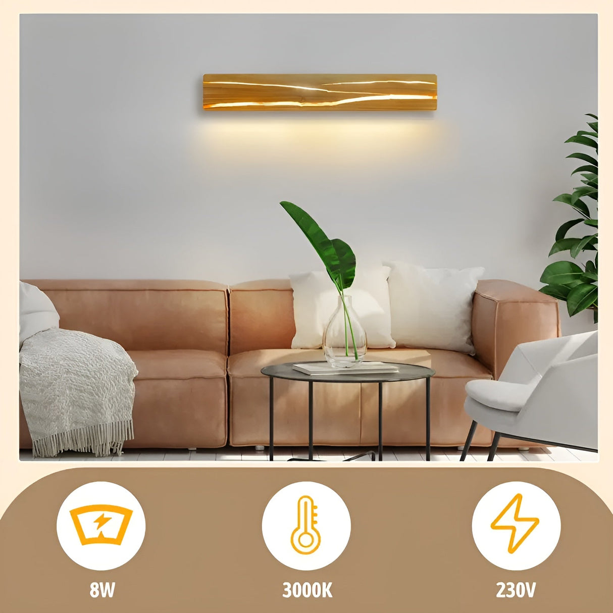 LED Vägghylla i trä – Modern design för vardagsrum och sovrum Carvallo