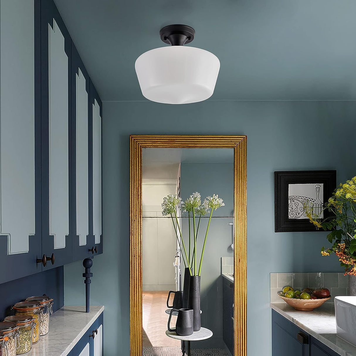 Bauhaus Crème Messing Taklampa för Hallen Carvallo