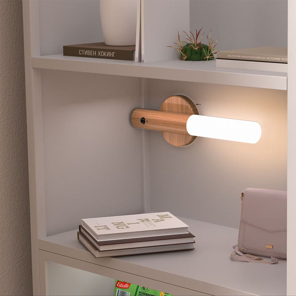 Vägglampa LED Rörelsesensor Trälampe Carvallo