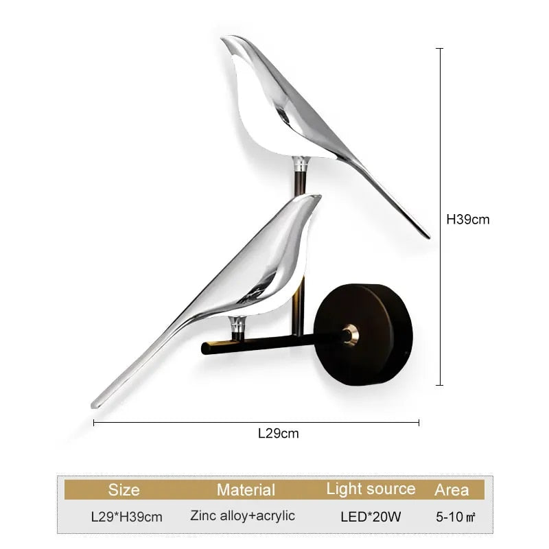 WingSpan - Fågel Vägglampa 360° roterbar – Stilig och Lekfull Belysning för Hemmet Carvallo