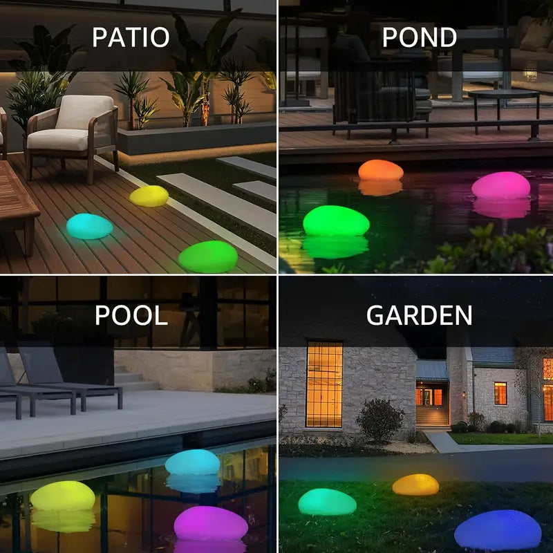 Luminösa trädgårdsstenar med färgbyte – Dekorativa LED stenlampor för utomhus och trädgård Carvallo