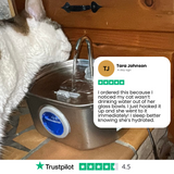 Carvallo Kattens Drickfontän i rostfritt stål | Strömmande vatten för bättre hydrering | Tyst & Hygienisk | 2,5 L kapacitet Carvallo