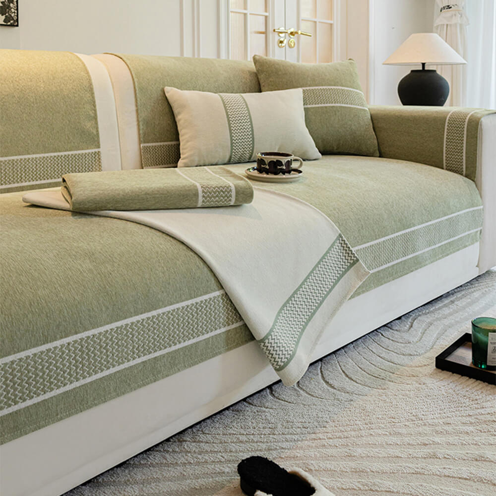 Chenille Jacquard Bred Kant Design Repellenta Sofföverdrag Carvallo